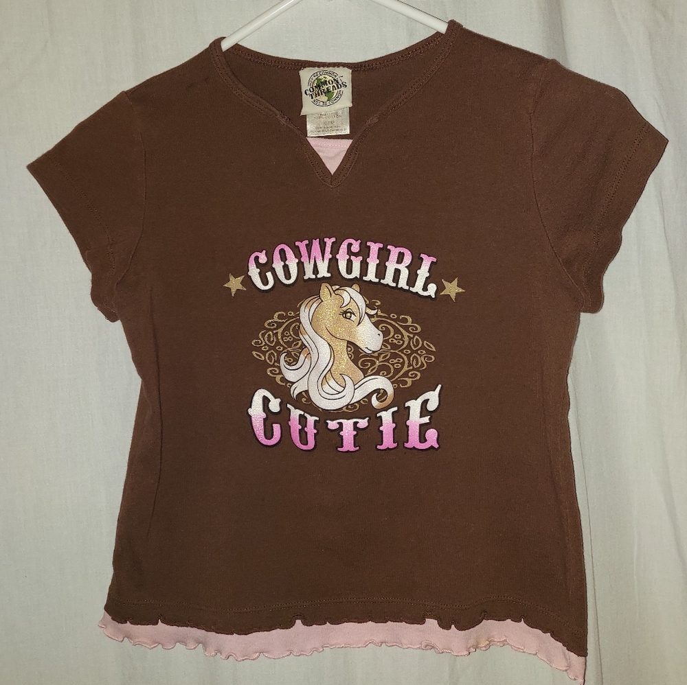 Girls glittery horse print shirt